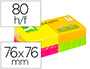 BLOCO DE NOTAS ADESIVAS Q-CONNECT SORTIDO 76 X 76 MM COM 80 FOLHAS PACK DE 12 EM 4 CORES