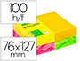 BLOCO DE NOTAS ADESIVAS Q-CONNECT FLUORESCENTE 127 X 76 MM COM 100 FOLHAS PACK DE 12 EM 4 CORES