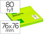 BLOCO DE NOTAS ADESIVAS Q-CONNECT VERDE FLUORESCENTE 76 X 76 MM COM 80 FOLHAS