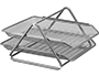 CONJUNTO 2 TABULEIROS DE SECRETARIA Q-CONNECT EM REDE METALICA, COR CINZA 300X185X350MM
