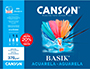 PAPEL AGUARELA BASIK CANSON DIN A4 370 GR EMBALAGEM DE 6 FOLHAS DE 24X32 CM