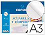 PAPEL AGUARELA BASIK CANSON DIN A3 370 GR EMBALAGEM DE 6 FOLHAS
