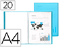 CAPA CATALOGO LIDERPAPEL 20 BOLSAS POLIPROPILENO DIN A4 TRASLUCIDA AZUL FROSTY