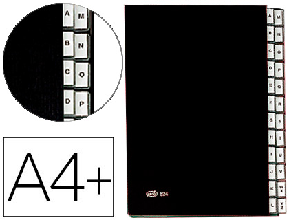PASTA CLASSIFICADORA PARDO COM FOLE CARTAO COMPACTO FOLIO COM 24 DEPARTAMENTOS VISOR DUPLO PERSONALIZAVEIS COR PRETO