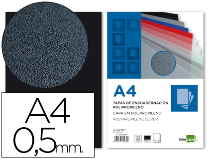 CAPA DE ENCADERNACAO LIDERPAPEL POLIPROPILENO DIN A4 0.5 MM PRETA PACK DE 100 UNIDADES