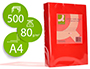 PAPEL DE COR Q-CONNECT DIN A4 80 GR VERMELHO INTENSO EMBALAGEM DE 500 FOLHAS