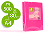 PAPEL DE COR Q-CONNECT DIN A4 80 GR ROSA INTENSO EMBALAGEM DE 500 FOLHAS