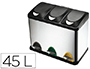CONTENTOR DE LIXO METALICO Q- CONNECT COM 3 COMPARTIMENTOS E TAMPA PLASTICA 45 LITROS 605X340X485 MM