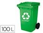 CONTENTOR DE LIXO Q-CONNECT PLASTICO 100L COM CAPA VERDE 75X37X47 CM