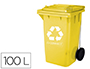 CONTENTOR DE LIXO Q-CONNECT PLASTICO 100L COM CAPA AMARELA 75X37X47 CM