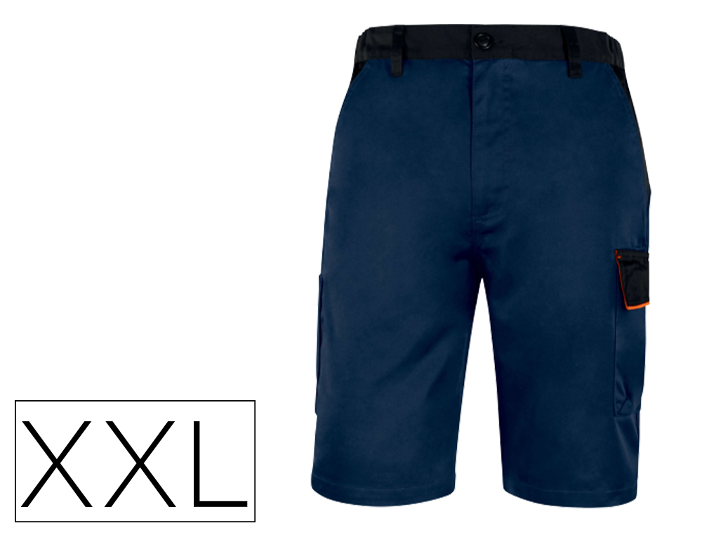 BERMUDA DELTAPLUS COM CINTURA AJUSTAVEL E 5 BOLSOS COR AZUL-LARANJA TAMANHO XXL