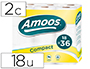 PAPEL HIGIENICO AMOOS DUPLO GRANDE 2 FOLHAS 120 MM DIAMETRO X 90 MM ALTURA PACK DE 18 ROLOS