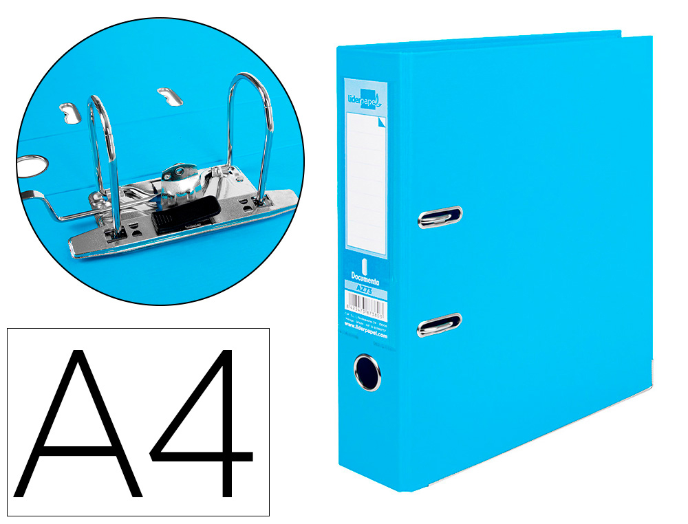PASTA DE ARQUIVO DE ALAVANCA LIDERPAPEL DOCUMENTA PVC DIN A4 LOMBADA 75 MM CELESTE