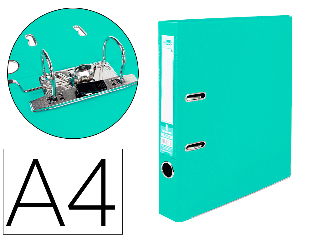 PASTA DE ARQUIVO DE ALAVANCA LIDERPAPEL DOCUMENTA PVC DIN A4 LOMBADA 52 MM VERDE CLARO